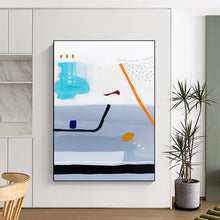 Load image into Gallery viewer, “Minimalist Journey” - Grey, Orange, Blue, Red Abstract Pathway Art on Canvas DKH1098
