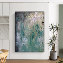 Load image into Gallery viewer, Textured Teal and Green Abstract Acrylic Art - Ideal for Bohemian - style Cafe &amp; Nature - lover’s Study LargeART0578
