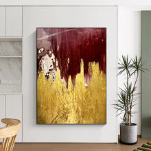 Load image into Gallery viewer, “Red and Gold Abstract Landscape” - Red, Gold Abstract Art on Canvas DKH1336
