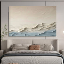 Load image into Gallery viewer, “Beige and Blue Textured Waves” - 3D - Effect Abstract Acrylic, Ideal for Minimalist Living Room and Spa DLZ251
