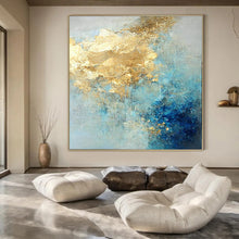 Load image into Gallery viewer, Gold - Blue Ethereal Swirl Acrylic Art, Ideal for Bedroom &amp; Luxury Spa LargeART1025
