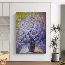 Load image into Gallery viewer, “Impressionistic Purple Flower Bouquet” - Purple, White Floral Art on Canvas DKH1346
