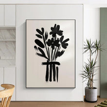 Load image into Gallery viewer, Minimalist Black - White Abstract Flower Art, Ideal for Contemporary Entryway &amp; Artistic Dining Area LargeART2042
