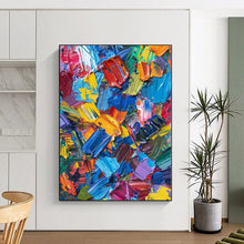 Load image into Gallery viewer, Large - Scale Hand - painted Colorful Palette Knife Chaos Acrylic Art for Eclectic - Style Game Rooms LargeART0229
