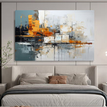 Load image into Gallery viewer, Urban Abstraction Grey, Orange &amp; Dynamic Textures on Canvas DLZ002
