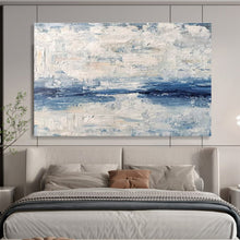 Load image into Gallery viewer, Blue and White Textured Abstract “Seascape Impression” Painting on Canvas, Artistic Wall Decor DKH791
