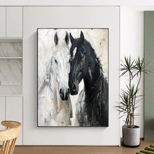 Load image into Gallery viewer, Black &amp; White Equine Abstract Painting, Ideal for Equestrian - Themed Study &amp; Classic Living Room LargeART2122
