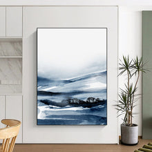 Load image into Gallery viewer, Indigo Mountain Mist – Watercolor Landscape with Deep Blues DTP231
