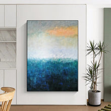 Load image into Gallery viewer, Massive Blue - Orange Abstract Horizon Acrylic for Beach House Living Room &amp; Relaxing Spa LargeART0346
