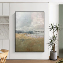 Load image into Gallery viewer, Soft - Toned Coastal Abstract Painting, Ideal for Beach House Living Room &amp; Serene Bedroom LargeART1956
