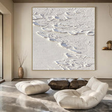 Load image into Gallery viewer, White Textured Abstract Canvas Painting, Great for Modern Gallery Wall &amp; Bright Minimalist Bathroom LargeART1287
