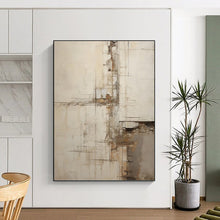 Load image into Gallery viewer, “Industrial - Inspired Abstract” - Beige, Grey, Brown Abstract Art on Canvas DKH1319
