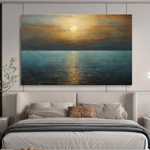 Load image into Gallery viewer, Golden Sunset Over Sea Abstract Art for Coastal Bedroom &amp; Relaxing Lounge DKH102
