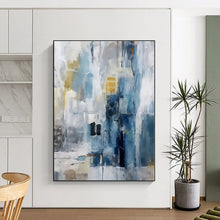 Load image into Gallery viewer, Oversized Blue - Gray Abstract Urban Art for Loft Apartment &amp; Corporate Lounge LargeART0435
