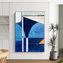 Load image into Gallery viewer, Blue - Toned Geometric Abstract - Perfect for Coastal Home Office &amp; Modern Lounge LargeART2372
