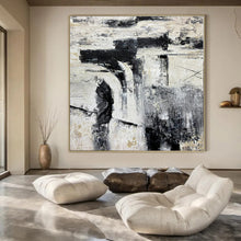 Load image into Gallery viewer, Black and White Textured Abstract Canvas Painting, Perfect for Monochrome Gallery &amp; Sleek Office LargeART1223
