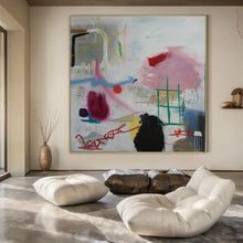 Load image into Gallery viewer, Playful Abstract Doodles Painting - Great for Creative Studio &amp; Bohemian Bedroom LargeART1406
