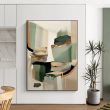 Load image into Gallery viewer, Large - Scale Green and Gold Abstract Collage - Ideal for Luxury Home Office &amp; Art - Deco Living Room LargeART0764
