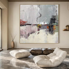 Load image into Gallery viewer, Gray, Red &amp; Colorful Abstract Urban Painting, Suited for City Loft &amp; Contemporary Café LargeART1459
