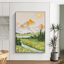Load image into Gallery viewer, “Sunlit Mountainscape: Vivid Nature Abstract” Abstract Painting on Canvas, Rustic Living Room Art DKH1037
