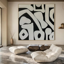 Load image into Gallery viewer, Black - White Curved Abstract Acrylic Art, Great for Music Room &amp; Creative Studio LargeART0989
