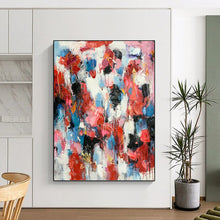 Load image into Gallery viewer, “Vibrant Drip Abstract with Reds and Blues” - Emotive Abstract Art on Canvas DKH1585
