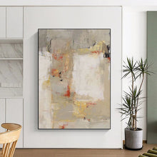 Load image into Gallery viewer, “Colorful Abstract Composition” - Grey, Yellow, and Red Abstract Art on Canvas DKH1424
