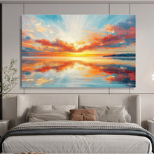 Load image into Gallery viewer, Vivid Sunset Seascape Abstract Painting on Canvas - “Blazing Horizons” DKH622
