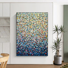 Load image into Gallery viewer, “Pointillism - Style Abstract” - Blue, Yellow, Red Abstract Art on Canvas DKH1344
