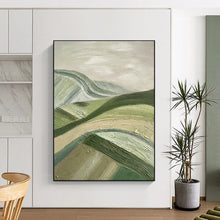 Load image into Gallery viewer, Textured Green Hill Landscape Abstract, Suited for Cozy Cottage Living Room &amp; Earthy - Toned Study LargeART1988
