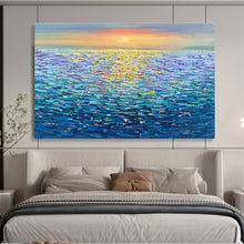 Load image into Gallery viewer, Seaside Sunset “Vibrant Horizon” Painting on Canvas, Luminous Ocean Art DKH855
