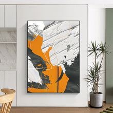 Load image into Gallery viewer, “Orange, Grey, White Abstract” - Modern Abstract Art on Canvas DKH1528
