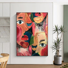 Load image into Gallery viewer, Cubist Abstract Portrait Art, Vibrant Color - Dripped Painting for Eclectic Lounge &amp; Bold Office LargeART2235
