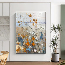 Load image into Gallery viewer, Textured Wildflower Seascape Painting, Ideal for Coastal Cottage Bedroom &amp; Nature - Lover’s Study LargeART1839
