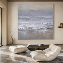 Load image into Gallery viewer, Monochrome Sea Abstract Canvas Painting, Great for Nautical - Themed Bedroom &amp; Minimalist Lounge LargeART1161
