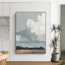 Load image into Gallery viewer, “Cloudy Sky Minimalist Landscape” - Subtle Toned Nature Art on Canvas DKH1430
