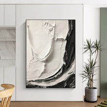 Load image into Gallery viewer, “White &amp; Black Crescents” – Thick white impasto and black strokes, curved shapes DTP387
