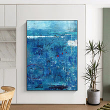 Load image into Gallery viewer, Blue - Toned Abstract with Red Accents - Great for Coastal Home Office &amp; Serene Lounge LargeART2389

