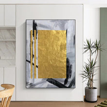 Load image into Gallery viewer, Large - Scale Gold - Black Abstract Geometry Acrylic for Sophisticated Hallway LargeART0292
