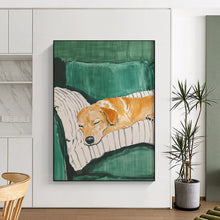 Load image into Gallery viewer, Sleeping Dog on Sofa Abstract Painting, Ideal for Family Room &amp; Pet - Lovers’ Bedroom LargeART2032
