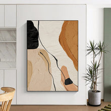 Load image into Gallery viewer, “Neutral Shapes &amp; Black Lines” - Minimalist Abstract Art on Canvas DKH1513
