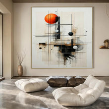 Load image into Gallery viewer, Geometric Abstract with Orange Sphere Abstract Canvas Painting, Perfect for Creative Studio &amp; Modern Art Gallery LargeART1213
