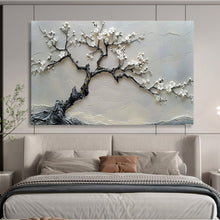 Load image into Gallery viewer, 3D Textured White Blossom Tree Abstract Painting on Canvas - “Zen Tree” DKH695
