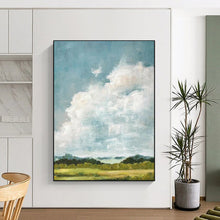 Load image into Gallery viewer, Blue and Green Cloudscape Abstract Painting, Suited for Country - Style Living Room &amp; Creative Studio LargeART1878
