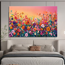 Load image into Gallery viewer, Colorful Flower Field Abstract Painting on Canvas - “Sunset Blooms” DKH680
