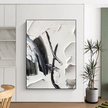 Load image into Gallery viewer, More Black - White Textured Strokes Art - Great for Modern Monochrome Kitchen &amp; Art - focused Library LargeART0702

