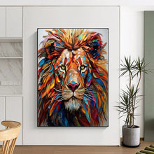 Load image into Gallery viewer, Colorful Mixed - Media Lion Art, Perfect for Eclectic Kids’ Room &amp; Bold Office LargeART2136
