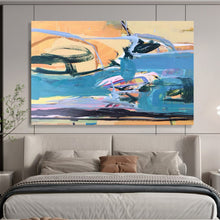 Load image into Gallery viewer, Expressive Color Fusion Blue, Orange &amp; Bold Brushstrokes on Canvas DLZ007
