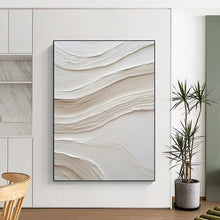 Load image into Gallery viewer, “Textured White Waves” Abstract Painting on Canvas, Minimalist Bathroom Decor DKH1024
