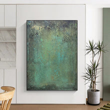 Load image into Gallery viewer, “Mossy Green Textured Abstract” - Green Abstract Art on Canvas DKH1192
